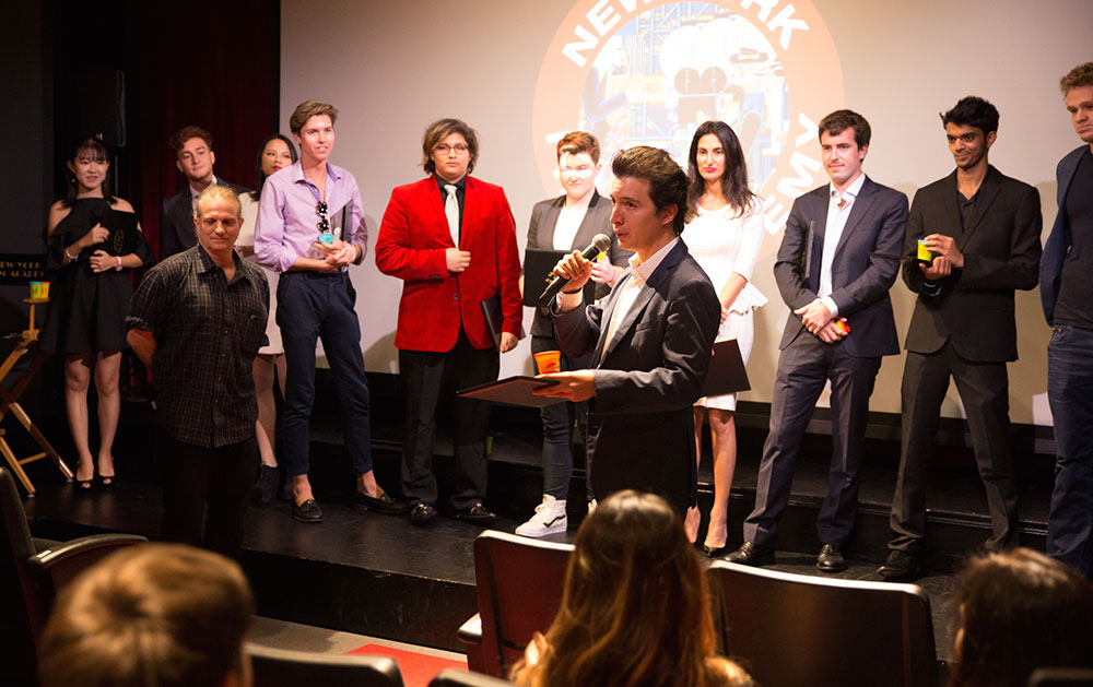 speaker giving announcement at the 2016 nyfa fall film commencement ceremony