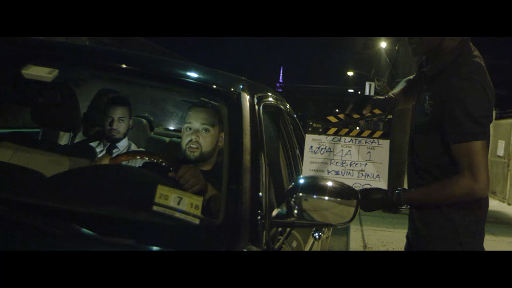 NYFA Final Scene Stills moves still with clapperboard of two actors in a car.