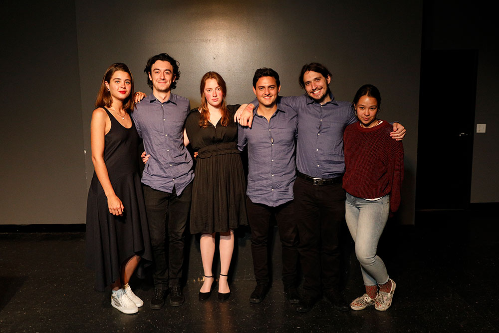 NYFA LA play student actors off stage smiling for a group photo.