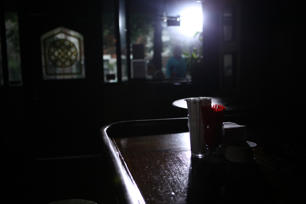 A dark artistic picture of a bar