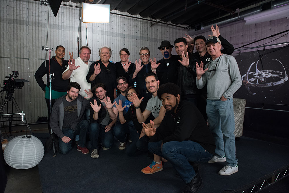 group on set giving vulcan salute
