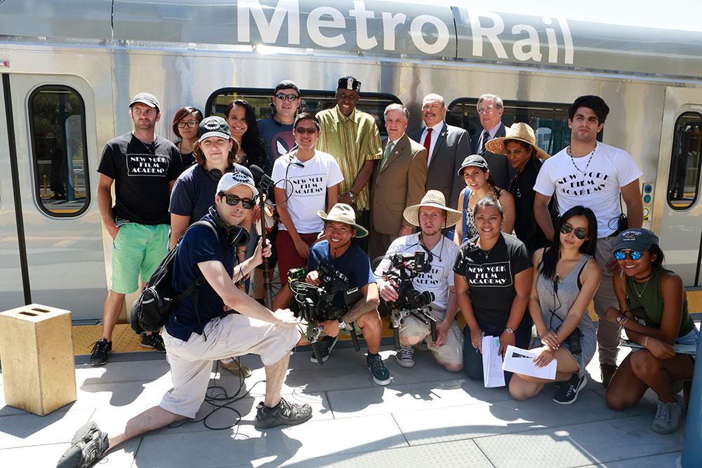 nyfa students in front of the metro rail