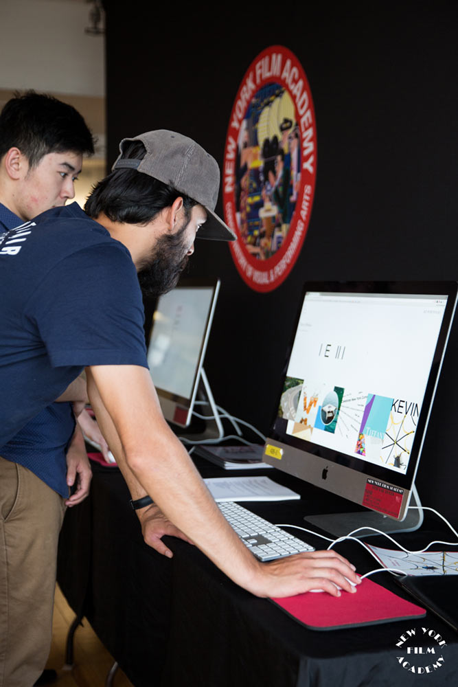 Students working on desktops