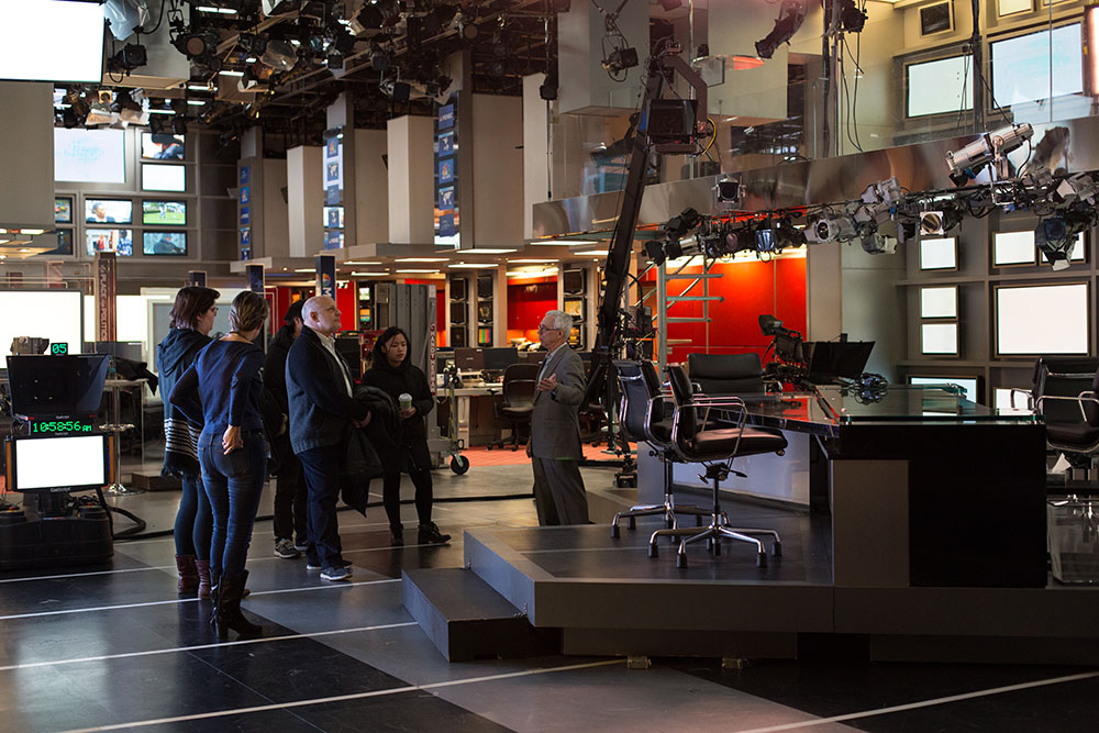 group of nyfa students on set of MSNBC News