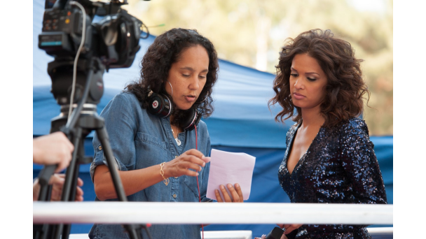 Gine Prince-Bythewood on the set of Beyond the Lights