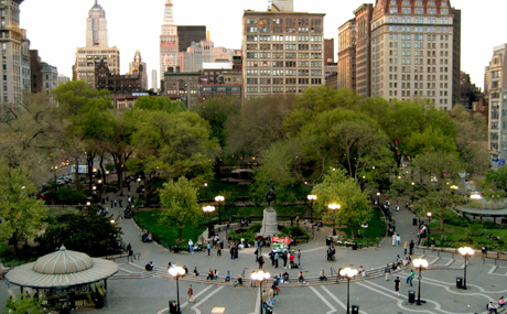 An aerial view of Union Square in NYC