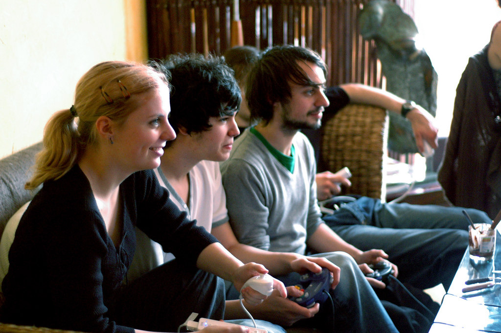 people playing video games