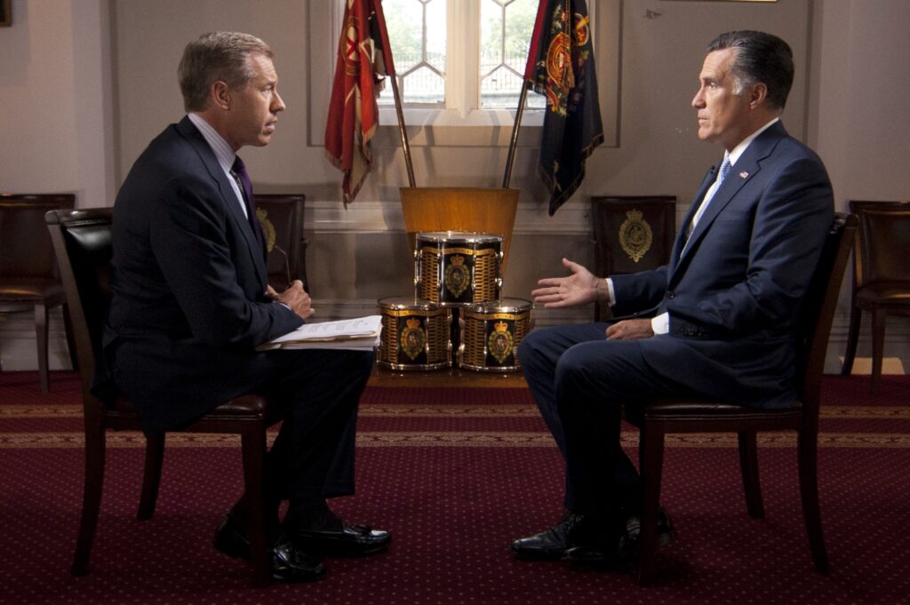 Brian Williams interviewing Mitt Romney