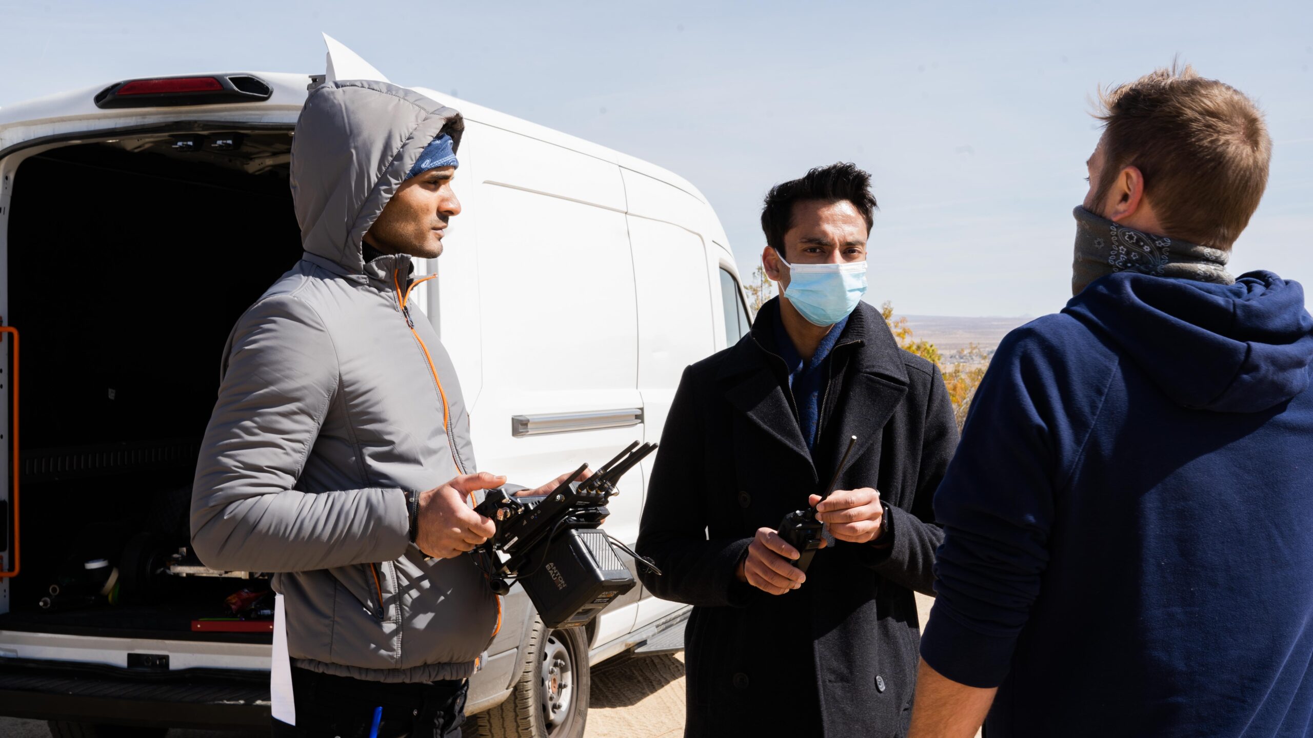 Producer Apoorv Arora (middle) on a film set