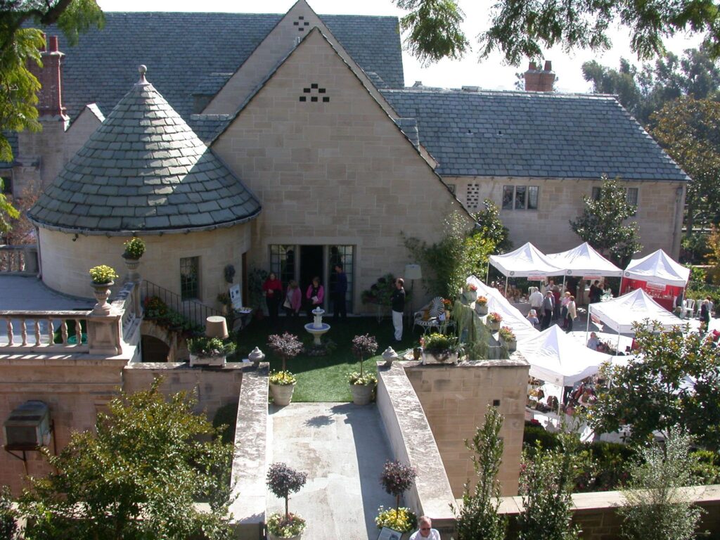 The exterior of Greystone Mansion in Beverly Hills