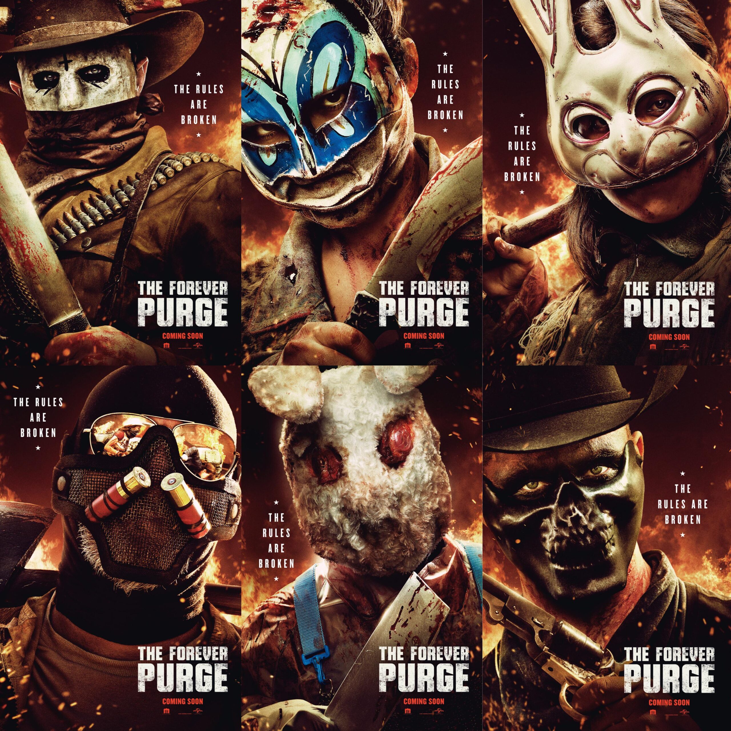Collage of Forever Purge Character Posters
