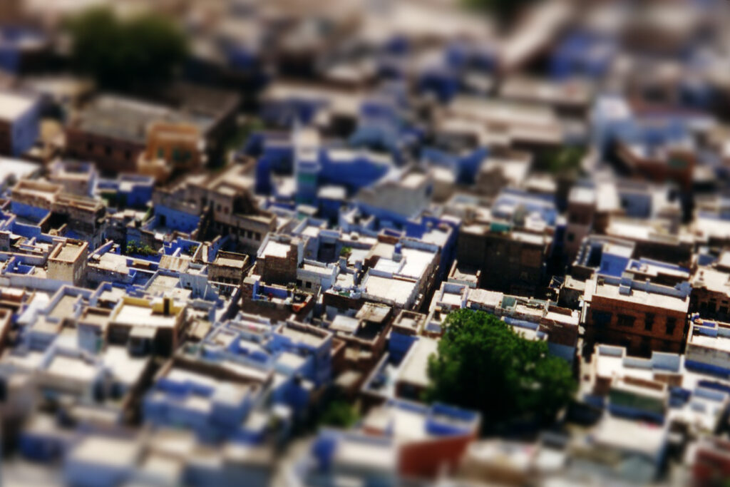 Digitally blurred miniature fake of Jodhpur