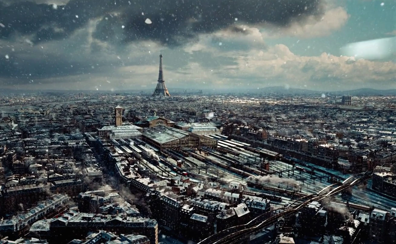 Snowing in Paris in Hugo