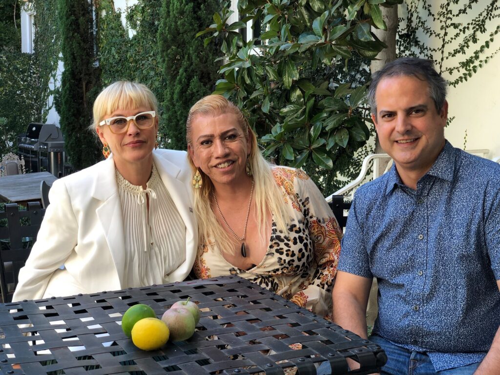 Patricia Arquette sites with trans rights activist Bamby Salcedo and documentary filmmaker Pedro Peira