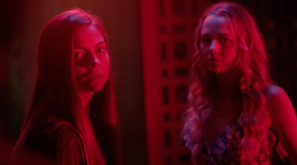 Still from the film of Rachel Richards (Caitlin Carver) and Rachel Nelson (Madison Iseman).