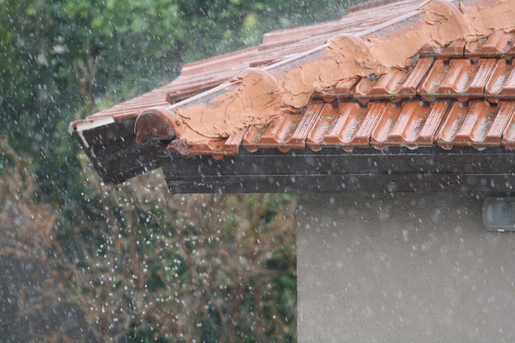 Roof tiles in the rain