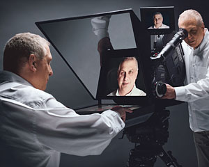 Errol Morris with the Interrotron