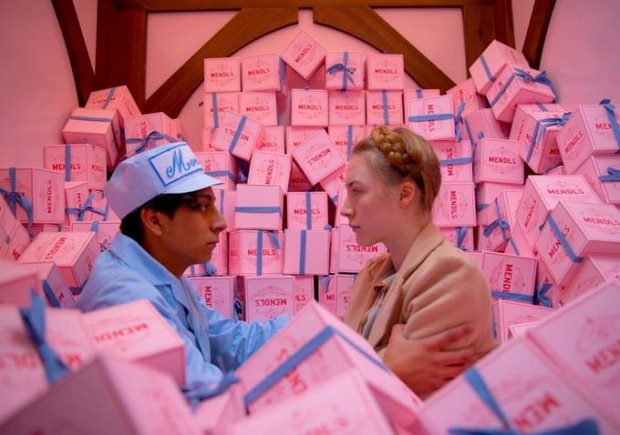 Pink boxes in The Grand Budapest Hotel