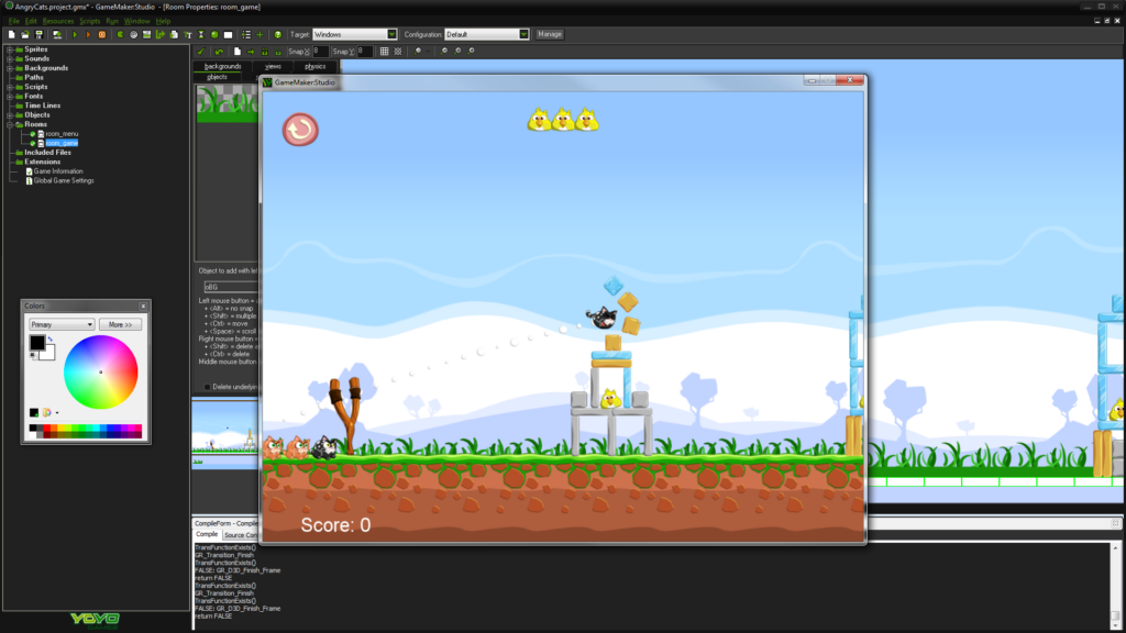 Game development software screenshot