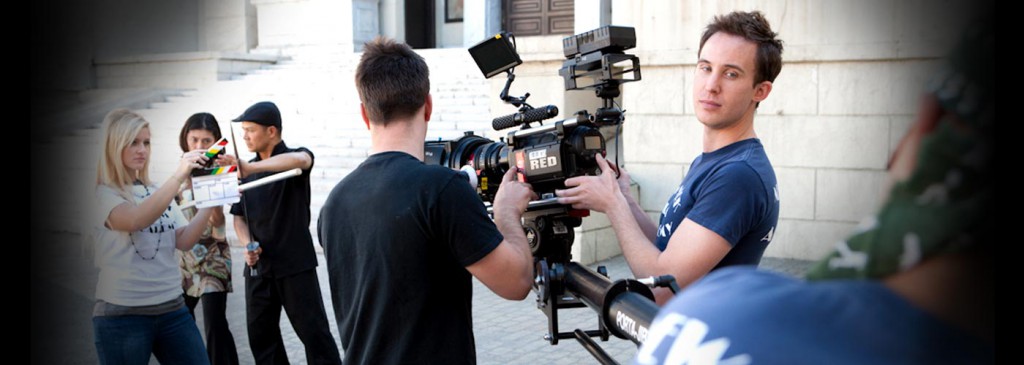 MFA Filmmaking students shooting on set