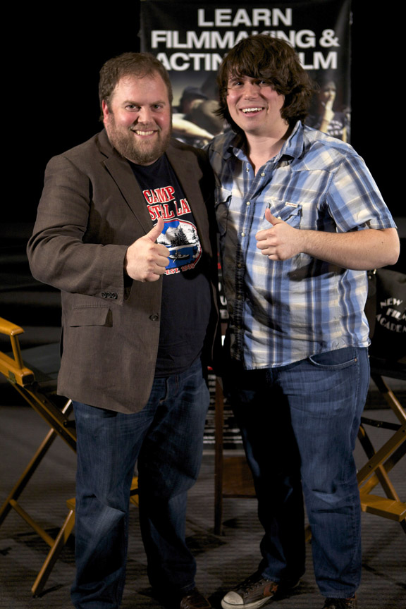 Screenwriting Chair Eric Conner with 'Smiley' Director Michael Gallagher at New York Film Academy Screenwriting Chair Eric Conner with 'Smiley' Director Michael Gallagher at New York Film Academy