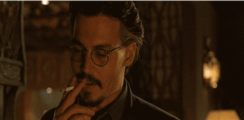 Johnny Depp gif ninth gate smoking