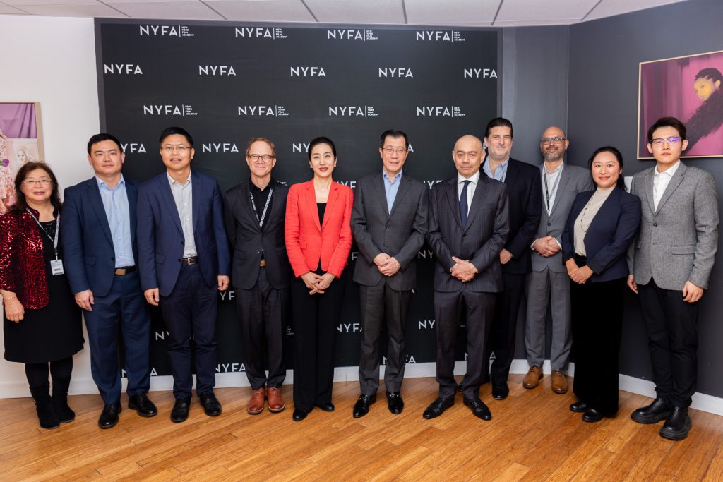 Group photo including Consul General Mr. Guo Shaochun and Mrs. Wang Wei alongside NYFA Leadership